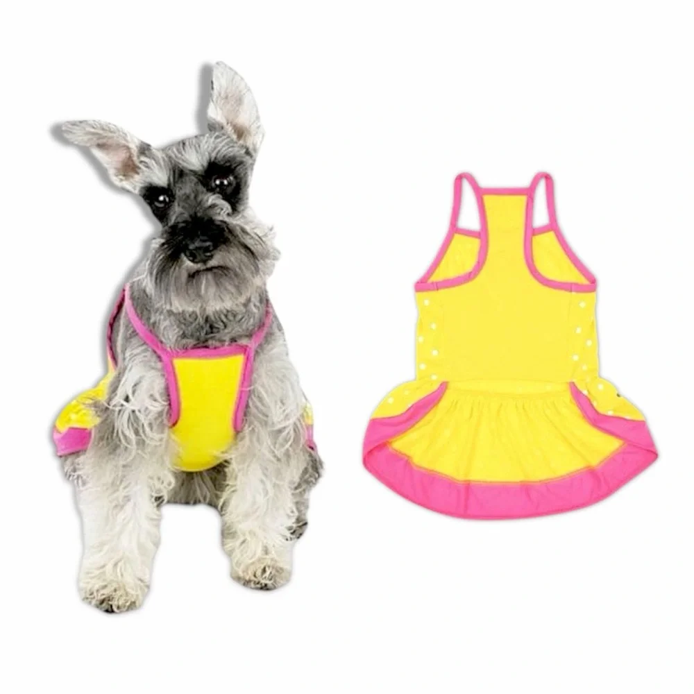 Vibrant Life Yellow Polka Dot Dog Dress
